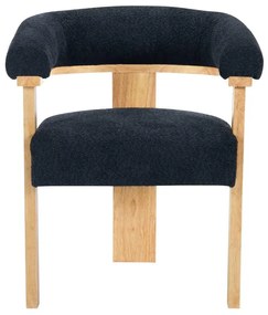 Sedia con braccioli in Tessuto bouclette e Legno di hevea Nero e Naturale  - LIVELIA di Pascal MORABITO