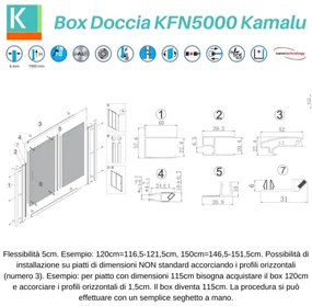 Kamalu - Porta doccia 110cm telaio nero e vetro opaco scorrevole | KFN5000NS