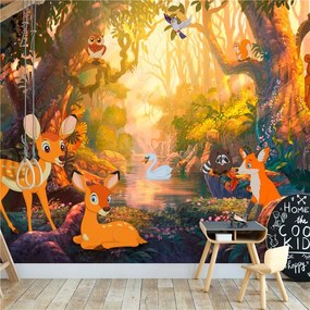 Fotomurale  Animals in the Forest  Colore Rosa, Dimensioni e Misure 100x70