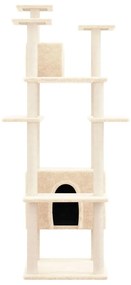 Albero per gatti con tiragraffi in sisal crema 162 cm