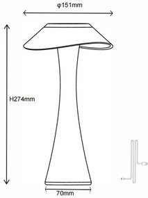 Globo 21025C-LED Lampada da tavolo ricaricabile dimmerabile AMBRA LED/2,5W/3,7V 2700K/4500K/6500K bianco