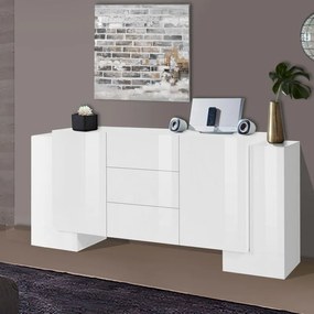 Mobile credenza PILLON L 210 x H 85 P 45 cm bianco lucido