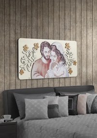 Capezzale moderno Sacra Famiglia 59x119 cm legno laminato Modello 1