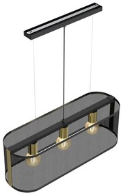 Lampadario a sospensione con filo KAGA 3xE27/60W/230V nero/oro