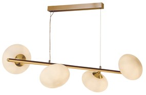 Lampadario Contemporaneo Ciottolo Acciaio Ottone Vetro Bianco 4 Luci G9