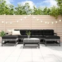 Set Divani da Giardino 7pz con Cuscini in Legno Massello Grigio 3185936