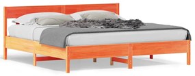 Giroletto Senza Materasso Marrone Cera 200x200 Cm Legno Di Pino /