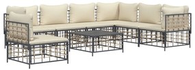 Set divani da giardino 8 pz con cuscini antracite in polyrattan