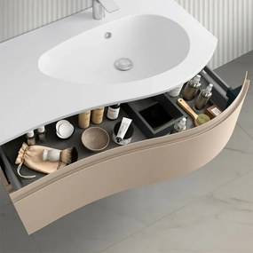 Mobile bagno sospeso 90 cm Melody cappuccino con vasca a destra
