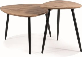 Set di 2 Tavolini da caffè Twin in rovere castagno/nero