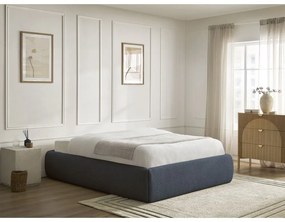 Letto matrimoniale imbottito blu scuro con contenitore/senza testiera con rete inclusa 180x200 cm Inera – Bobochic Paris
