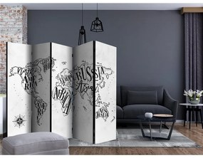 Paravento Retro Continents (Grey) II [Room Dividers]