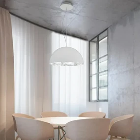 Lampadario Glamour Venice bianco paralume bianco E27 Ø40cm LUMICOM