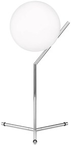 Flos IC Lights Table 1 High Lampada da tavolo H.53 cm a luce diffusa in vetro opalino bianco e acciaio Cromo