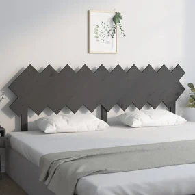 Testiera per letto grigia 196x3x80,5 cm legno massello di pino