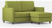 Divano 2 Posti con Pouf 138x155x85 cm Karay in Tessuto Verde