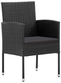 Sedie da Giardino 4 pz in Polyrattan Nero