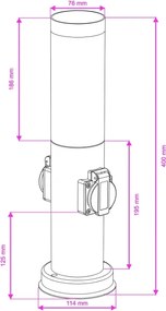 Brilagi - Lampada da esterno con 2 prese SCHUKO NOVA, portalampada 1x E27 (15W, 230V), 40 cm, IP44, marrone