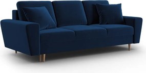 Divano blu allungabile e con contenitore con rivestimento in velluto 235 cm Kyoto – Cosmopolitan Design