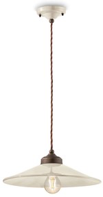Lampadario Vintage Colors Ferro E Ceramica Crema 1 Luce E27 35Cm