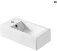 Lavabo d'appoggio o sospeso ceramica bianca altezza 14,5 cm vasca a destra