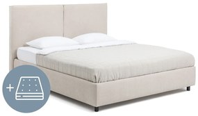 Letto matrimoniale imbottito beige con contenitore, materasso e rete inclusi 180x200 cm Myra Bold – Bonami Selection
