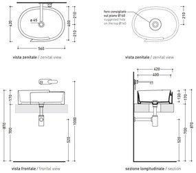 Ceramica Flaminia Roll lavabo tondo 56 cm da appoggio senza troppopieno in ceramica bianco