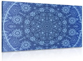 Quadro su tela – Mandala ornamentale con pizzo in blu