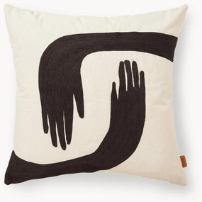 Cuscino ricamato a mano in cotone organico Rose