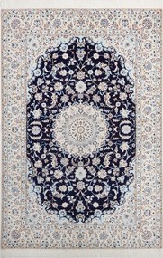 Nain Tappeto 230x160 Blu (Iran) Annodato A Mano