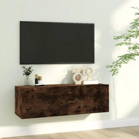 Mobile Tv A Parete Rovere Fumo 100x30x30cm Legno Ingegnerizzato /