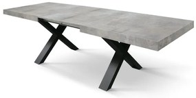 Tavolo allungabile AMALFI in legno grigio cemento e gambe a X antracite, allungabile 180&#215;90 cm &#8211; 260&#215;90 cm