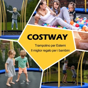 Costway Trampolino elastico da esterno con bordo di protezione, Tappeto elastico a forma di fiore Giallo 2 Dimensioni