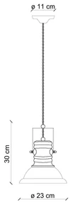Lampadario Industrial Ferro E Ceramica Vintage Rosso 1 Luce E27 23Cm