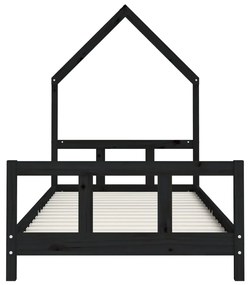 Giroletto per bambini nero 90x190 cm in legno massello di pino