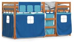 Letto A Castello Senza Materasso Blu 90x200cm Massello Pino /