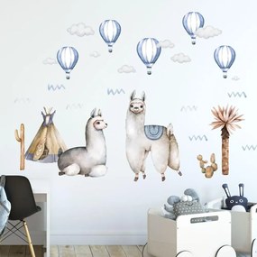 Adesivi murali - Alpaca con palloncini blu | Inspio