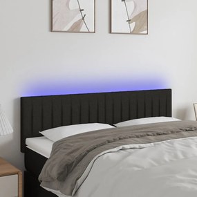 Testiera A Led Nera 144x5x78/88 Cm İn Tessuto /