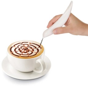 Penna decorativa per cappuccino e dolci bianca