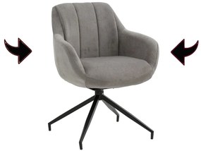 Set di poltroncine girevoli STONESTOWN in tessuto grigio e gambe in metallo nero, con braccioli