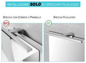 Specchio da parete con faretti LED 80x80 a filo lucido con angoli arrotondati - Aurea