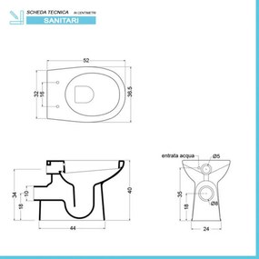 Water bidet combinato in ceramica con scarico a parete