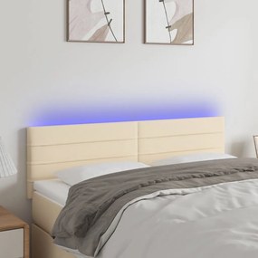 Testiera A Led Crema 144x5x78/88 Cm İn Tessuto /