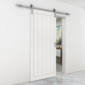 Porta scorrevole Oregon in alluminio bianco, L 96 x H 215 cm, con binario Country satinato Reversibile