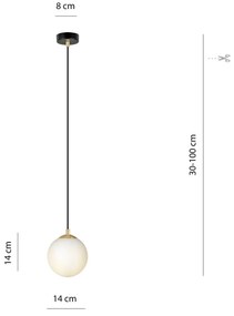 EMIBIG LIGHTING Lampada a sospensione Royal, bianco opale/nero, vetro, E14