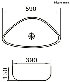 Ciotola da appoggio in ceramica 59x39 cm triangolare bianco lucido