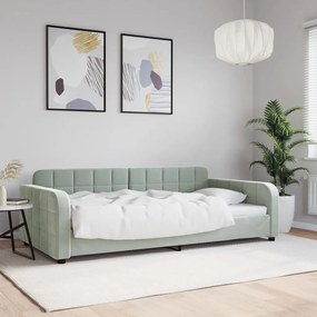 Letto Da Giorno Grigio Chiaro 100x200 Cm İn Velluto /