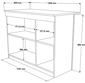 Isola Centrale Cucina 120 Cm Con Ante E Ripiani Dorian Rovere Effetto Legno