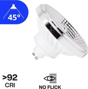 Lampada LED AR111 15W angolo 45° CRI92 No-Flickering Colore Bianco Caldo 3.000K