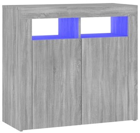 Credenza con Luci LED Grigio Sonoma 80x35x75 cm